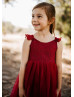 Cap Sleeves Burgundy Lace Tulle Flower Girl Dress